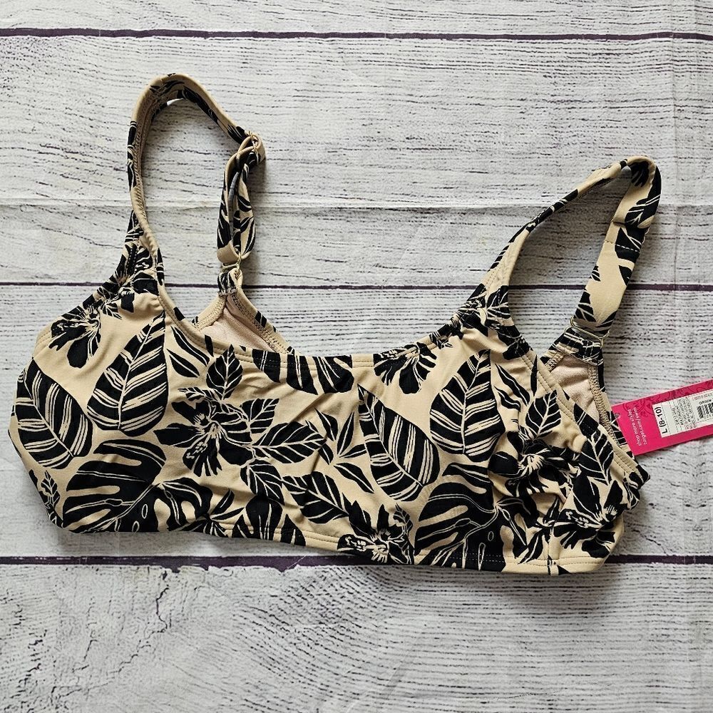 Junior's Bralette Bikini Top Tropical Print Small (0/2)‎